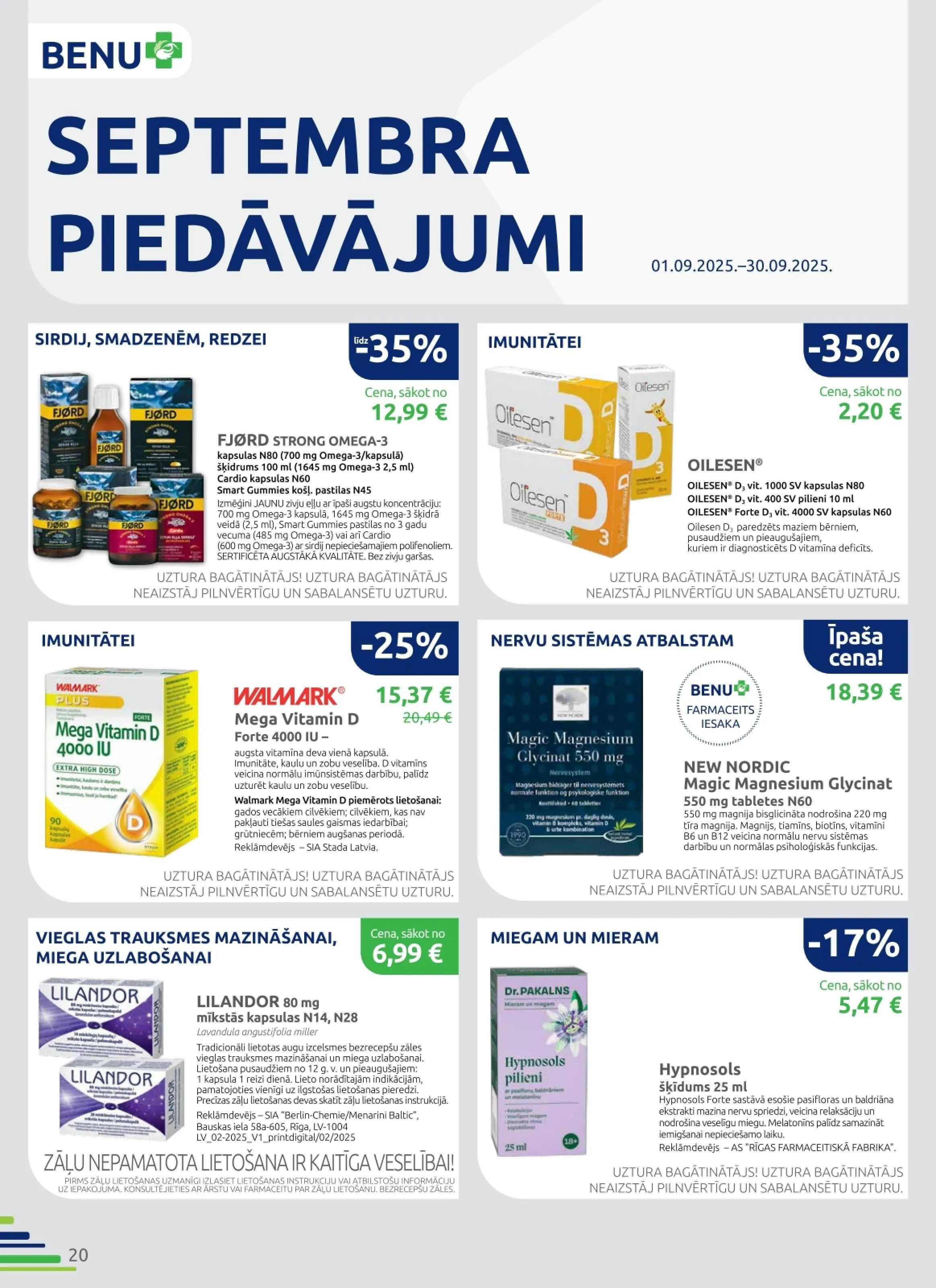 Jaunākais BENU akciju buklets, kurā redzamas pašreizējās atlaides un īpašie piedāvājumi.