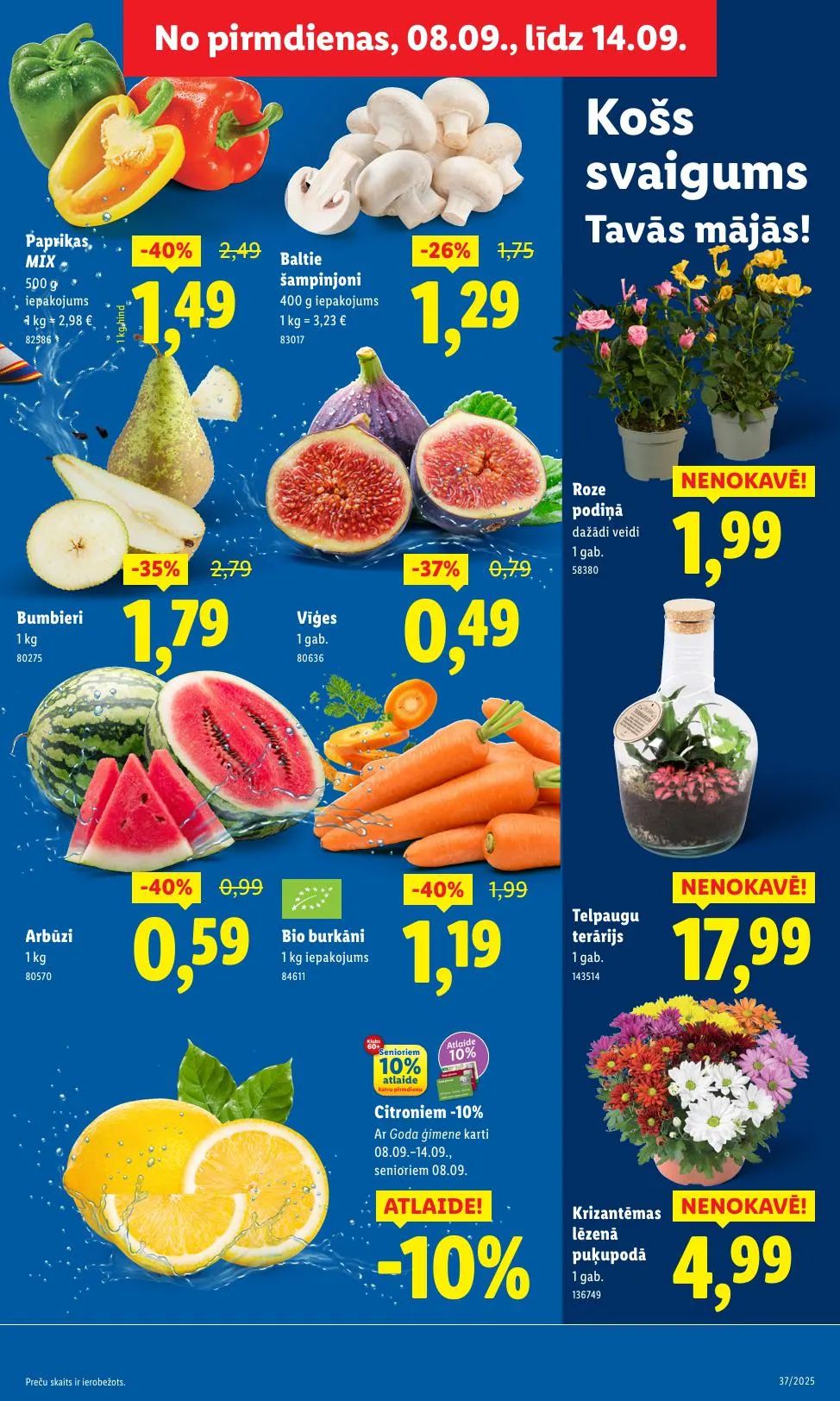 Jaunākais Lidl akciju buklets, kurā redzamas pašreizējās atlaides un īpašie piedāvājumi.