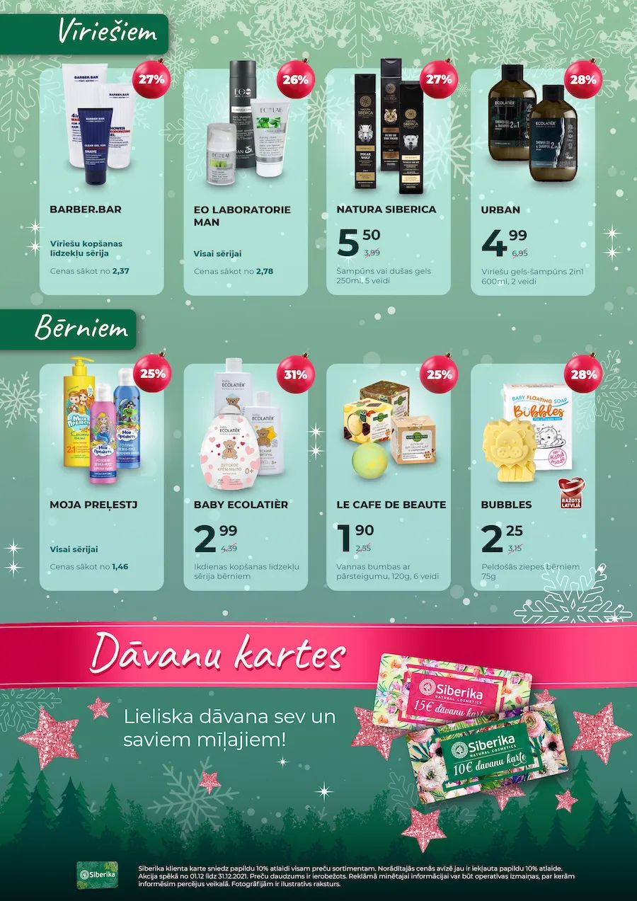 Jaunākais Siberika akciju buklets, kurā redzamas pašreizējās atlaides un īpašie piedāvājumi veselības produktiem.