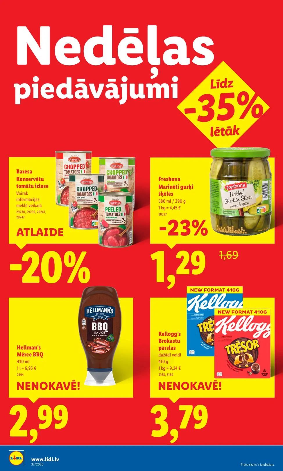 Jaunākais Lidl akciju buklets, kurā redzamas pašreizējās atlaides un īpašie piedāvājumi.