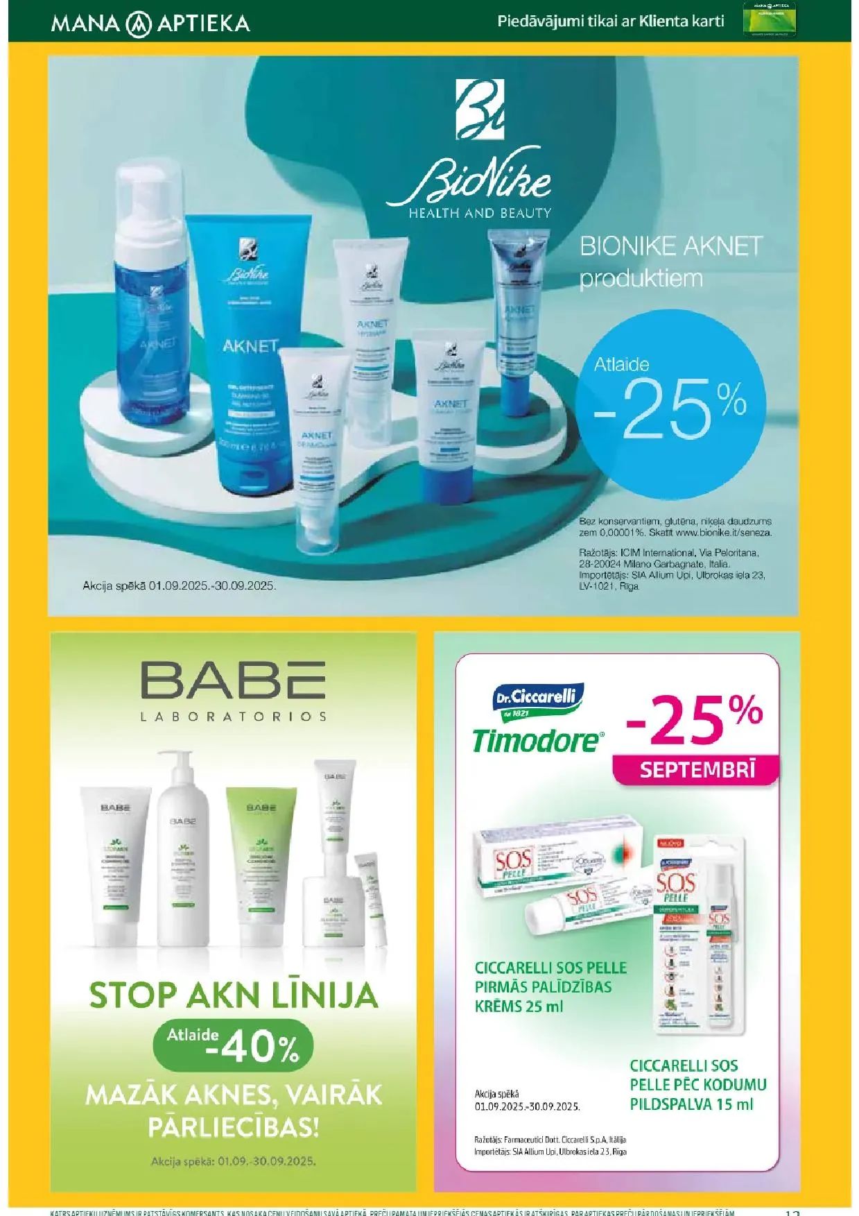 Jaunākais Mana Aptieka akciju buklets, kurā redzamas pašreizējās atlaides un īpašie piedāvājumi veselības un skaistuma produktiem.
