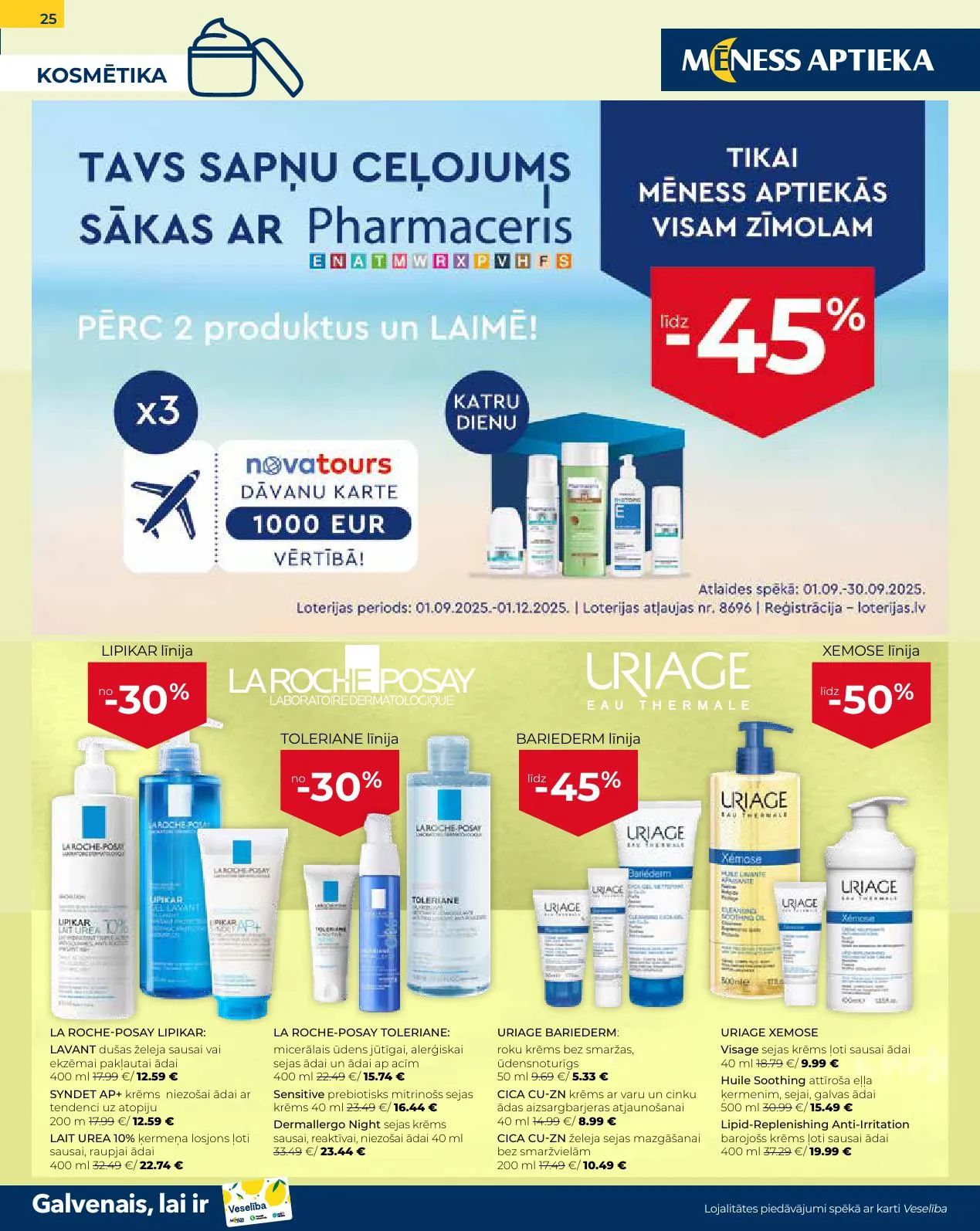 Jaunākais Mēness Aptieka akciju buklets, kurā redzamas pašreizējās atlaides un īpašie piedāvājumi veselības produktiem.
