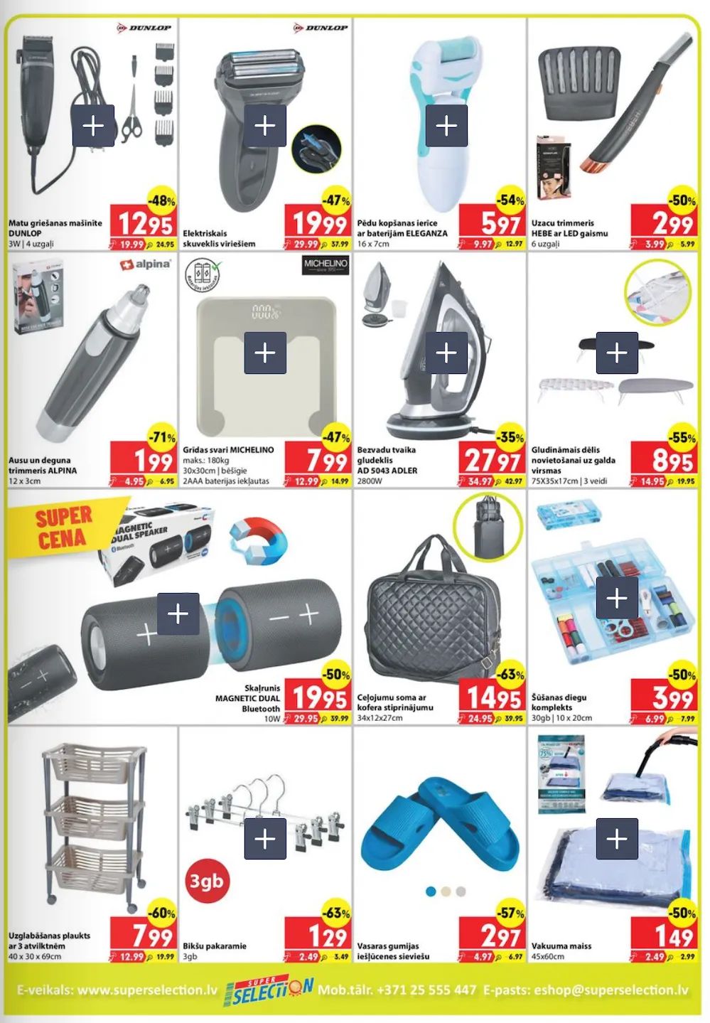 Jaunākais Super Selection akciju buklets, kurā redzamas pašreizējās atlaides un īpašie piedāvājumi.