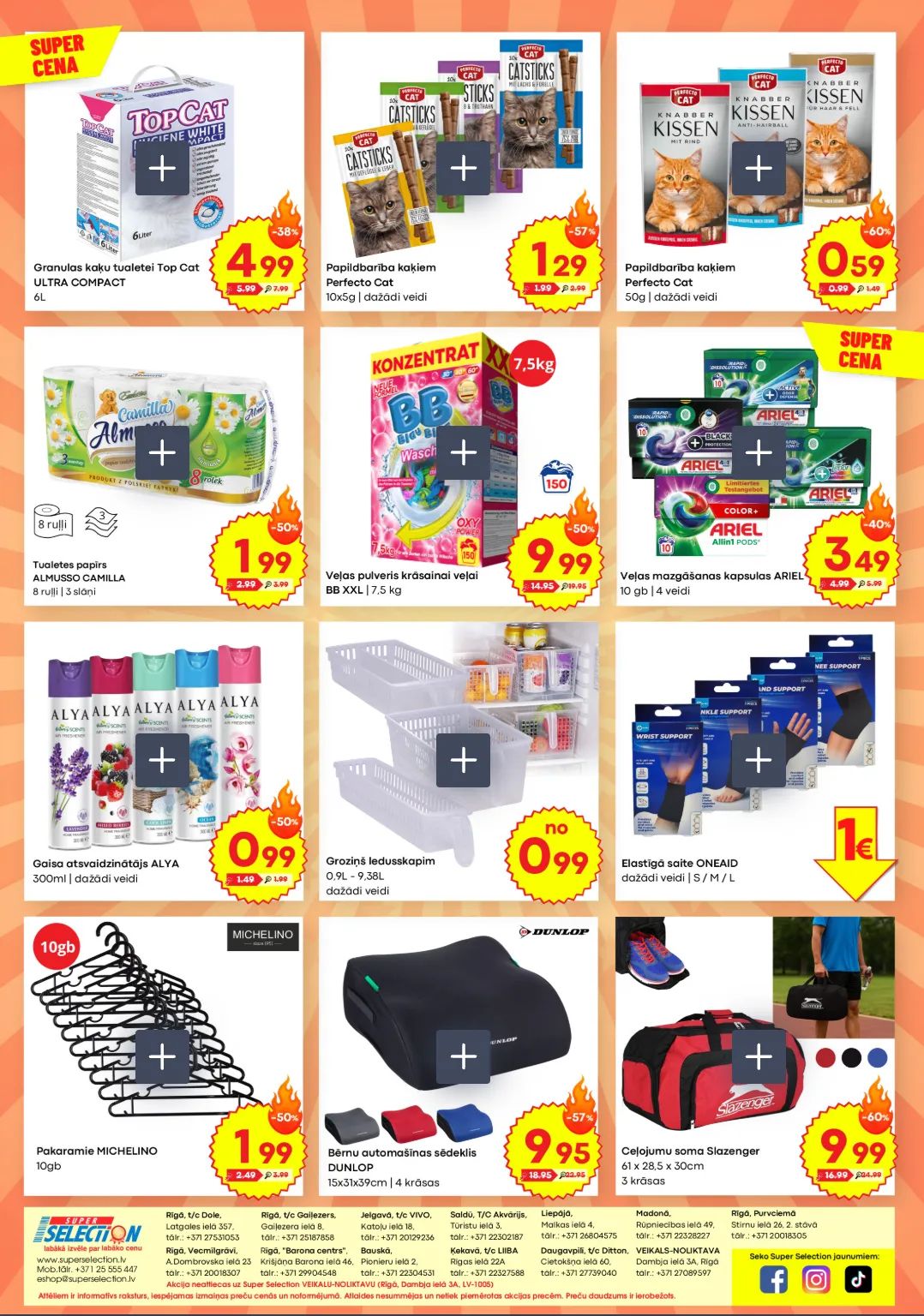 Jaunākais Super Selection akciju buklets, kurā redzamas pašreizējās atlaides un īpašie piedāvājumi.