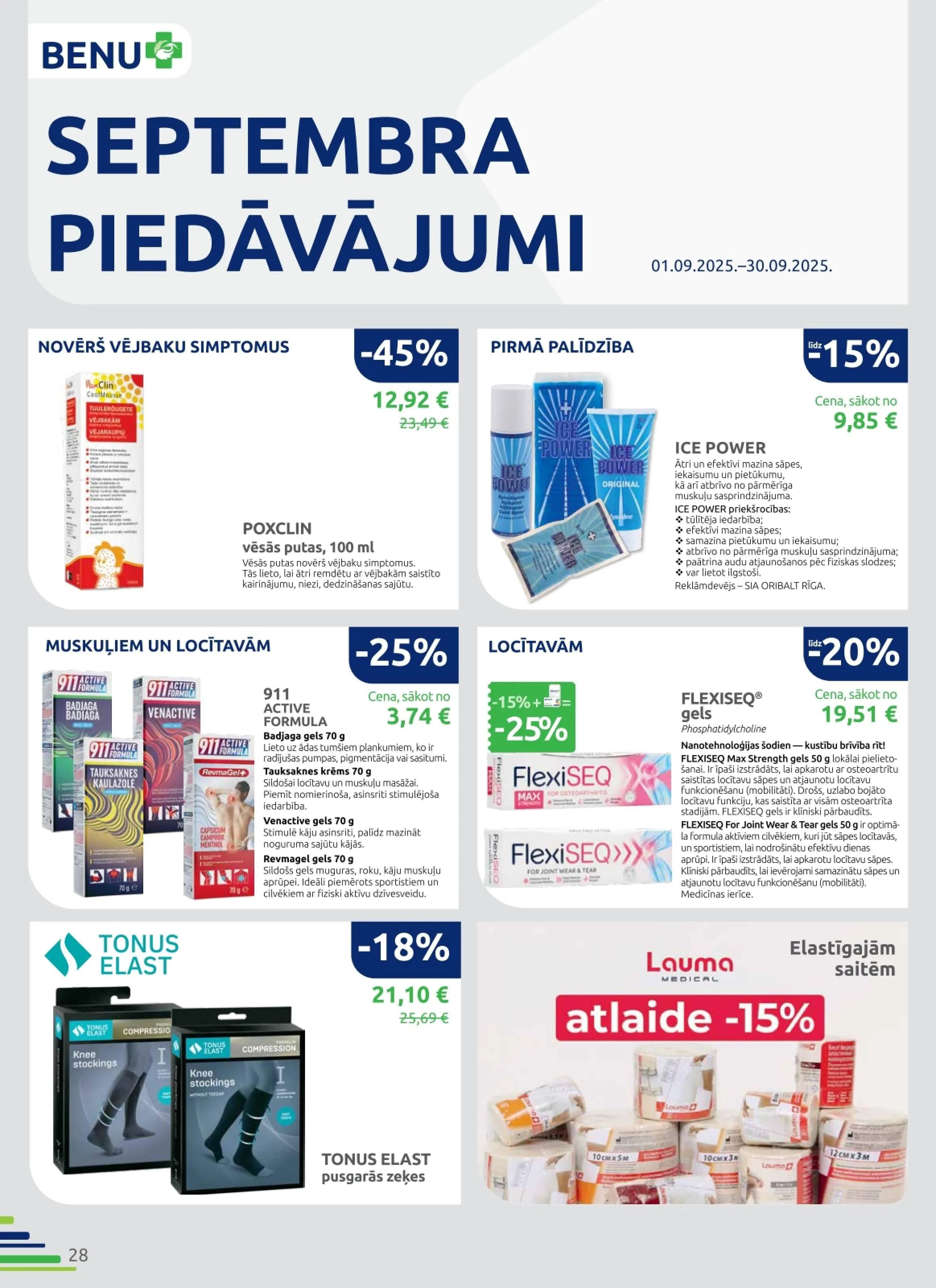 Jaunākais BENU akciju buklets, kurā redzamas pašreizējās atlaides un īpašie piedāvājumi.