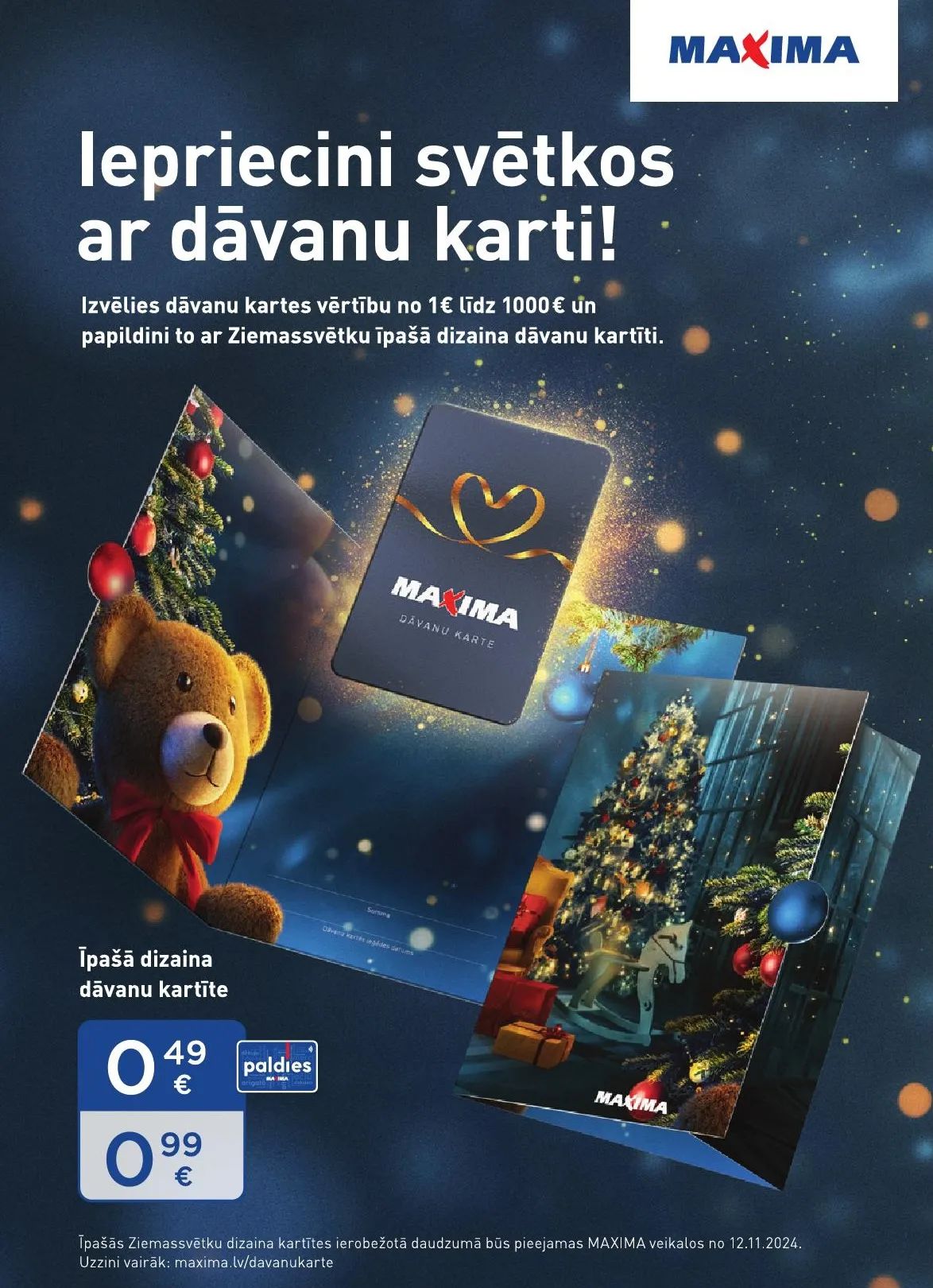Jaunākā Maxima akciju avīze, kurā redzamas pašreizējās atlaides un īpašie piedāvājumi.