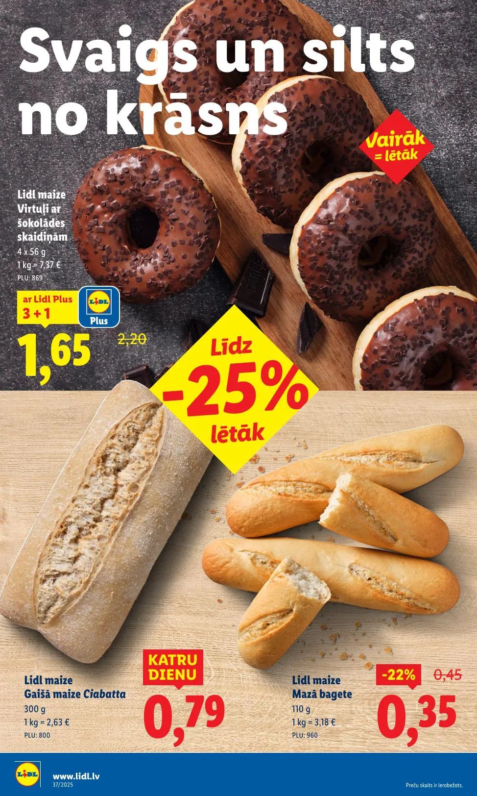 Jaunākais Lidl akciju buklets, kurā redzamas pašreizējās atlaides un īpašie piedāvājumi.